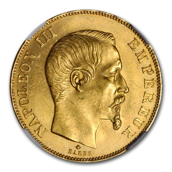 1859-BB France Gold 50 Francs Napoleon III MS-64 NGC 1859-BB France Gold 50 Francs Napoleon III MS-64 NGC